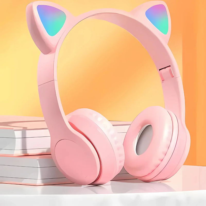 Fone Bluetooth Gatinho com LED – Várias Cores, Conforto e Diversão!
